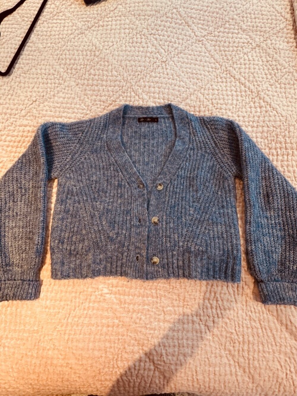Lyla + Luxe Blue Chunky Knit Button Cardigan Size Small